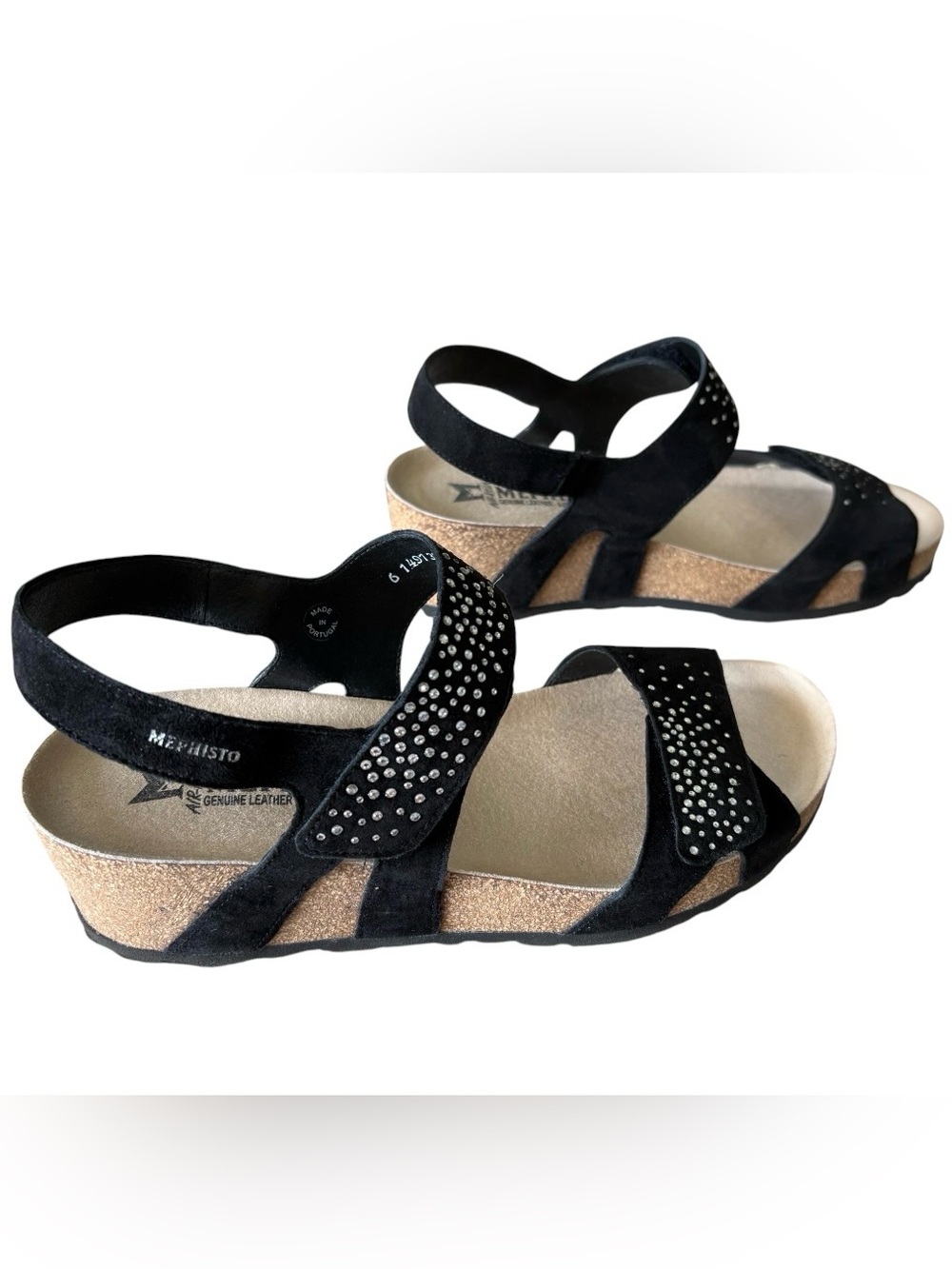 NEW Mephisto Vic Spark Air Relax Black Rhinestone Nubuck Wedge EU 40 US 9.5 - Picture 5 of 15